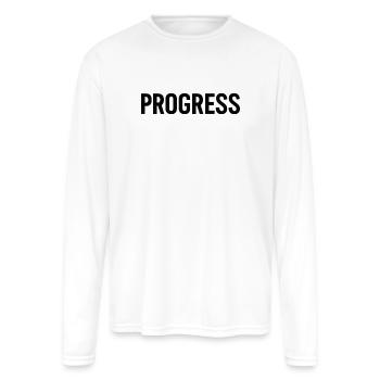 Progress — Minimal Motivational Typography - Men's Moisture Wicking Performance Long Sleeve T-Shirt - white - Front