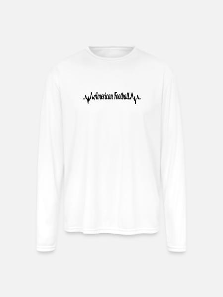 American Football ECG Heartline - Men's Moisture Wicking Performance Long Sleeve T-Shirt - white