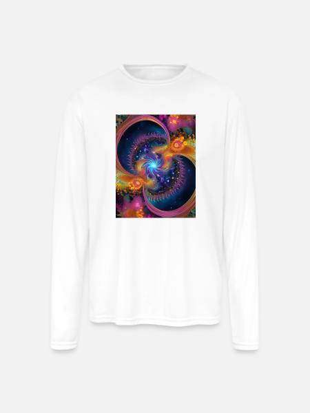 Fractal universe - Men's Moisture Wicking Performance Long Sleeve T-Shirt - white