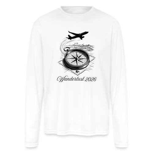 Wanderlust 2026 T-Shirt | Minimalist Travel Plane - Men's Moisture Wicking Performance Long Sleeve T-Shirt