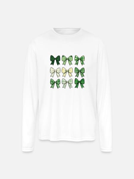 Hair bow green - Men's Moisture Wicking Performance Long Sleeve T-Shirt - white