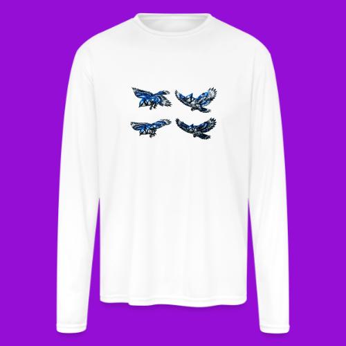 Silver Blue Jay Flight Stages - Men's Moisture Wicking Performance Long Sleeve T-Shirt