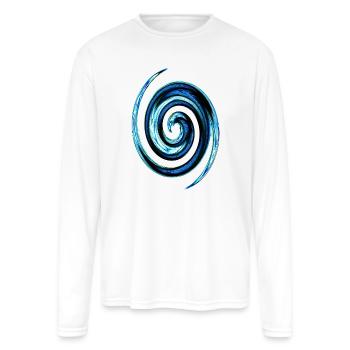 Azure Spiral Wave - Men's Moisture Wicking Performance Long Sleeve T-Shirt - white - Front