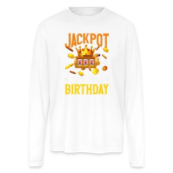 Jackpot Its My Birthday Slot Machine Casino Vegas - Men's Moisture Wicking Performance Long Sleeve T-Shirt - white - Front