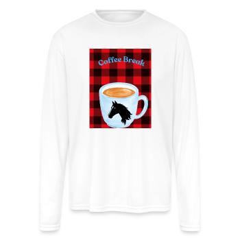 Coffee Break - Men's Moisture Wicking Performance Long Sleeve T-Shirt - white - Front