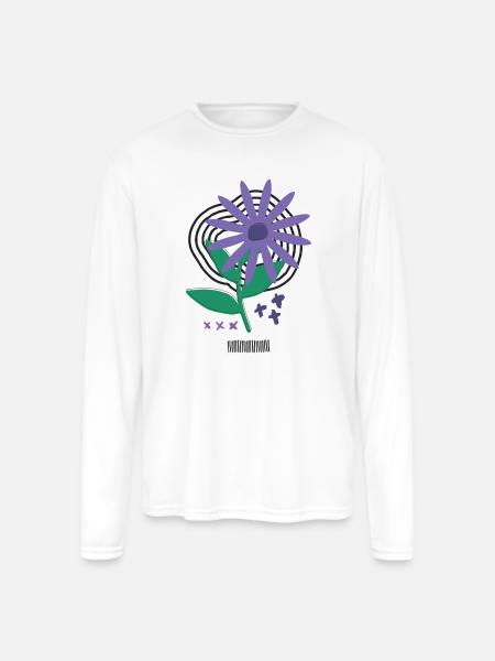 Bloom Code – Risograph Flower Art - Men's Moisture Wicking Performance Long Sleeve T-Shirt - white