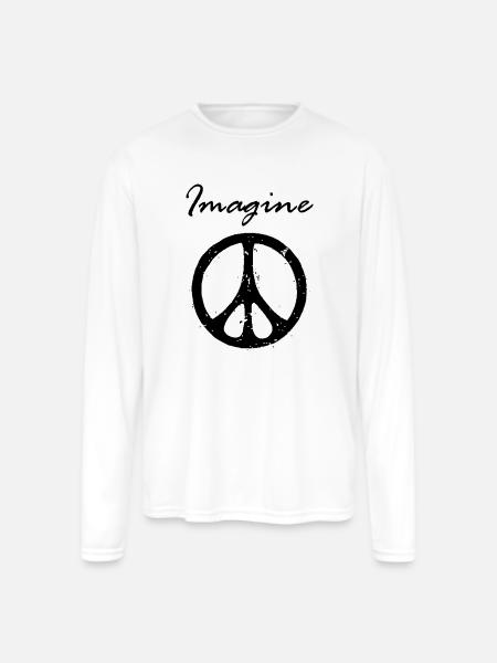 Imagine Peace - Men's Moisture Wicking Performance Long Sleeve T-Shirt - white