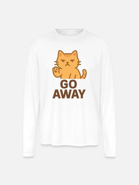 Grumpy Cat Go Away Cartoon - Men's Moisture Wicking Performance Long Sleeve T-Shirt - white