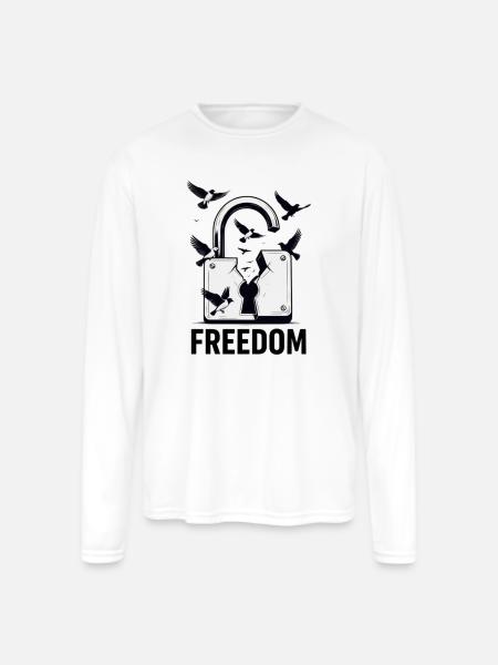 Freedom Breaks All Locks - Men's Moisture Wicking Performance Long Sleeve T-Shirt - white