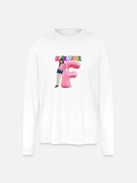 Nick Name F - Men's Moisture Wicking Performance Long Sleeve T-Shirt - white