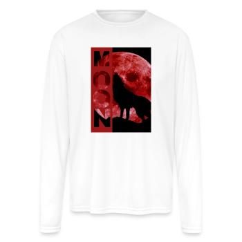Moonlit Wolf Howl Silhouette - Men's Moisture Wicking Performance Long Sleeve T-Shirt - white - Front