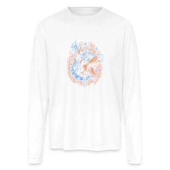 Blue Inferno Wolf - Men's Moisture Wicking Performance Long Sleeve T-Shirt - white - Front