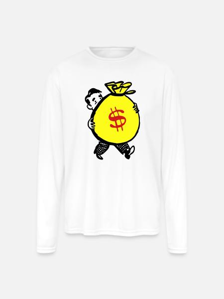 Money Bag - Men's Moisture Wicking Performance Long Sleeve T-Shirt - white