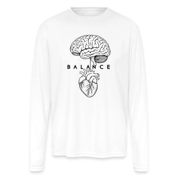 Balance: Brain and Heart Outline - Men's Moisture Wicking Performance Long Sleeve T-Shirt - white - Front