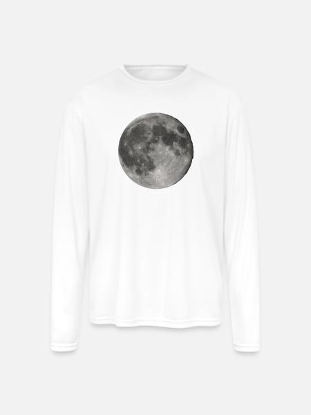 Lunar Echoes Moon Print - Men's Moisture Wicking Performance Long Sleeve T-Shirt - white