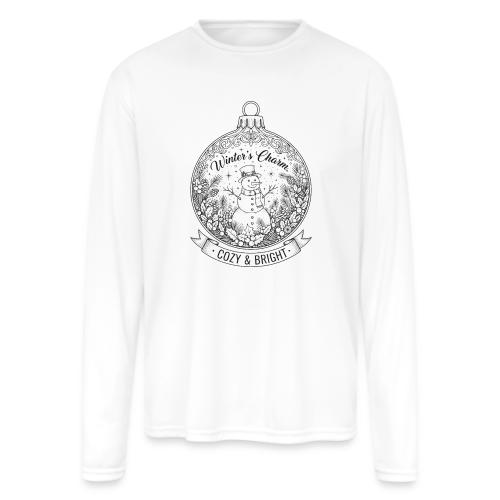 Festive Snowman T-Shirt - Men's Moisture Wicking Performance Long Sleeve T-Shirt