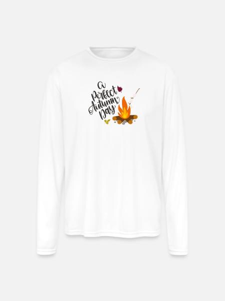 Autumn Campfire Cozy Day - Men's Moisture Wicking Performance Long Sleeve T-Shirt - white