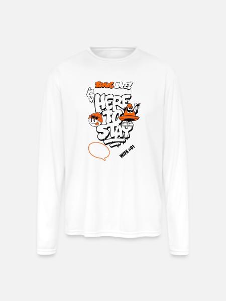 Graffiti Cone Stay Frosty Tee - Men's Moisture Wicking Performance Long Sleeve T-Shirt - white