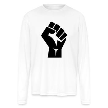 Raised Fist Activism - Men's Moisture Wicking Performance Long Sleeve T-Shirt - white - Front