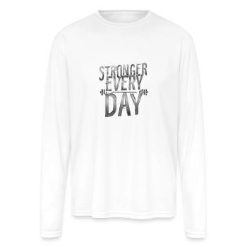 Stronger Every Day Gym T-Shirt - Men's Moisture Wicking Performance Long Sleeve T-Shirt - white - Front