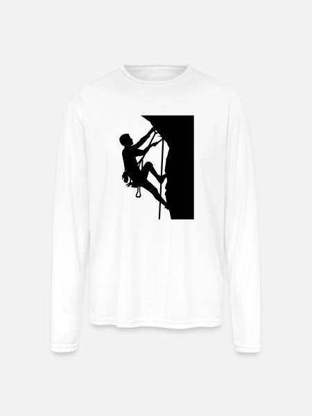 Climbing - Men's Moisture Wicking Performance Long Sleeve T-Shirt - white