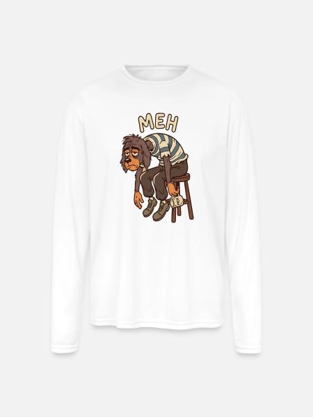 Meh Dog Striped Sweater - Men's Moisture Wicking Performance Long Sleeve T-Shirt - white