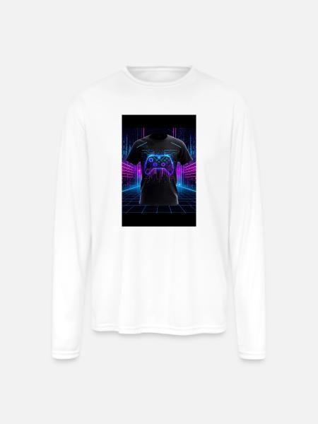 Neon Circuit Controller - Men's Moisture Wicking Performance Long Sleeve T-Shirt - white