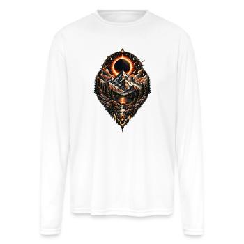 Eclipse Over Alpine Peaks - Men's Moisture Wicking Performance Long Sleeve T-Shirt - white - Front