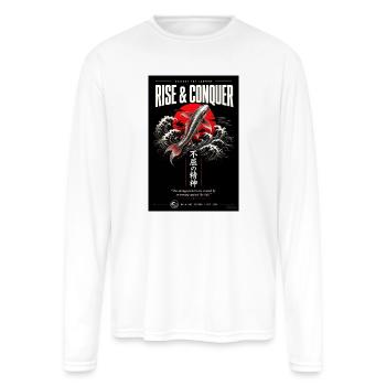 Rise & Conquer Japanese Koi Fish Aesthetic Tee - Men's Moisture Wicking Performance Long Sleeve T-Shirt - white - Front