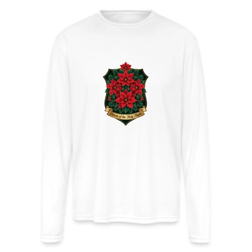 Poinsettia Crest T-Shirt - Men's Moisture Wicking Performance Long Sleeve T-Shirt