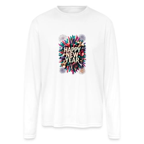 New Year's Party Horn T-Shirt - Men's Moisture Wicking Performance Long Sleeve T-Shirt