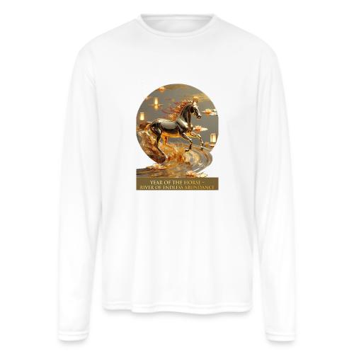 Year of the Horse Abundance T Shirt, Lunar NY Gift - Men's Moisture Wicking Performance Long Sleeve T-Shirt