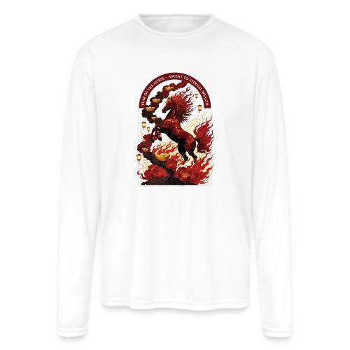 Year of the Horse Rise T Shirt,Lunar New Year Gift - Men's Moisture Wicking Performance Long Sleeve T-Shirt