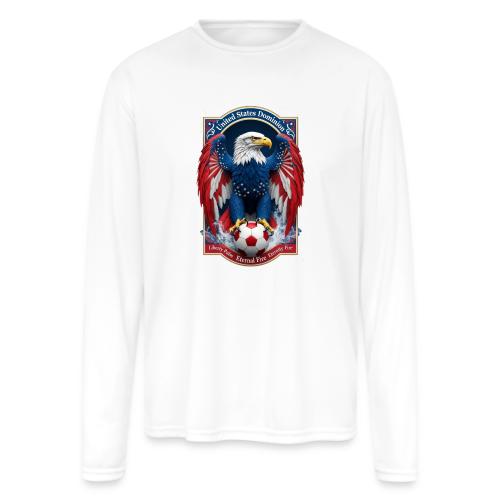 USA Eagle Emblem T Shirt, USA Soccer Pride Gift - Men's Moisture Wicking Performance Long Sleeve T-Shirt