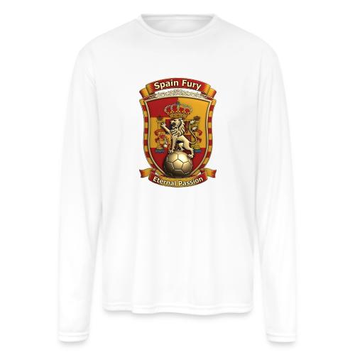 Spain Lion Fury T-Shirt, Spanish Crest Gift - Men's Moisture Wicking Performance Long Sleeve T-Shirt