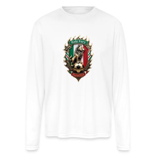 Italy Wolf Fury T-Shirt, Italian Flag Pride Gift - Men's Moisture Wicking Performance Long Sleeve T-Shirt