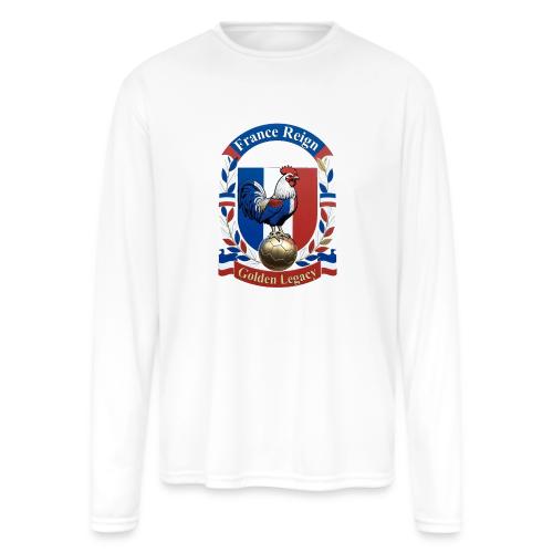 France Rooster Reign T-Shirt, Tricolore Pride Gift - Men's Moisture Wicking Performance Long Sleeve T-Shirt