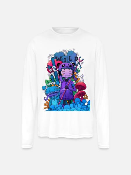 Wild Dreamer Neon Mushrooms - Men's Moisture Wicking Performance Long Sleeve T-Shirt - white