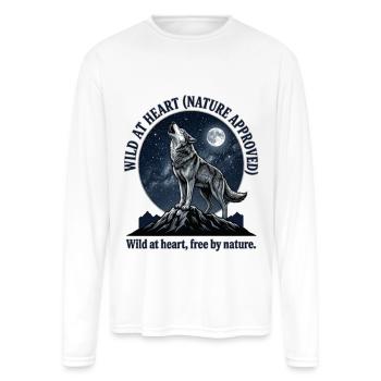Moonlit Wolf Howl in Night Sky - Men's Moisture Wicking Performance Long Sleeve T-Shirt - white - Front