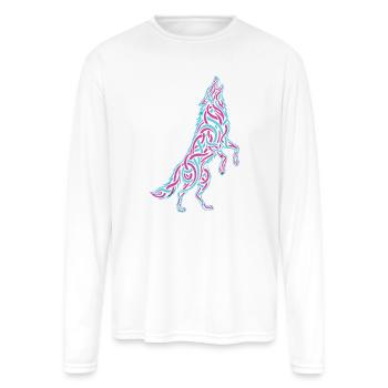 Howling Wolf Calligraffiti - Men's Moisture Wicking Performance Long Sleeve T-Shirt - white - Front