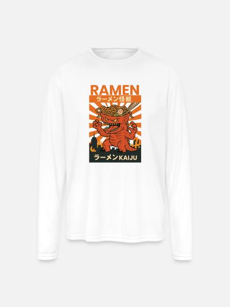 Ramen Kaiju Inferno - Men's Moisture Wicking Performance Long Sleeve T-Shirt - white