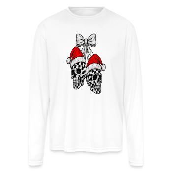 Santa Skulls in Checkered Hats - Men's Moisture Wicking Performance Long Sleeve T-Shirt - white - Front