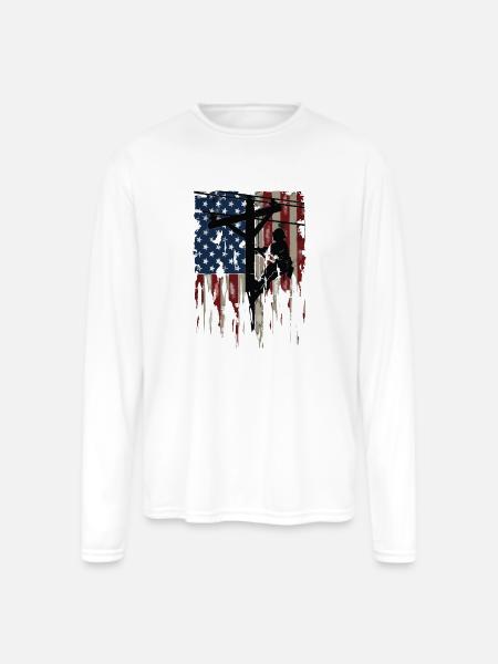 Blue Collar Patriot - Men's Moisture Wicking Performance Long Sleeve T-Shirt - white