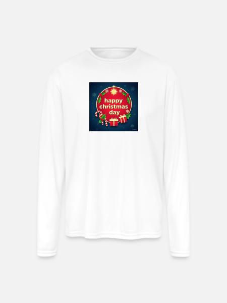 Happy Christmas Day Circle - Men's Moisture Wicking Performance Long Sleeve T-Shirt - white