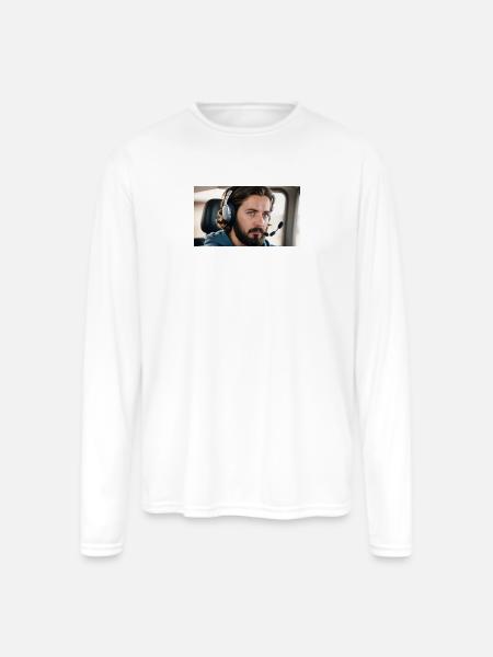 Cockpit Pilot Streamer - Men's Moisture Wicking Performance Long Sleeve T-Shirt - white