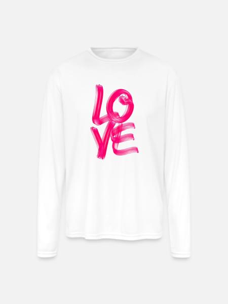 Love - Men's Moisture Wicking Performance Long Sleeve T-Shirt - white