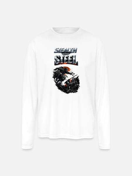 Stealth vs Steel Clash - Men's Moisture Wicking Performance Long Sleeve T-Shirt - white