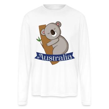 Australia - Men's Moisture Wicking Performance Long Sleeve T-Shirt - white - Front