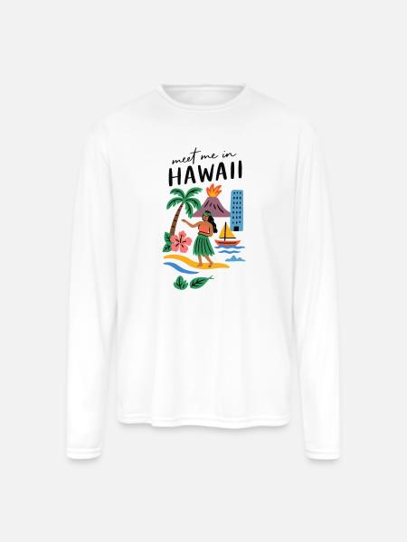 Hawaii Adventure Summer Tee - Men's Moisture Wicking Performance Long Sleeve T-Shirt - white