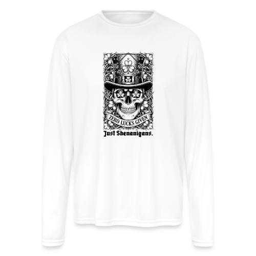 Salty Shamrock Skull T-Shirt - Men's Moisture Wicking Performance Long Sleeve T-Shirt